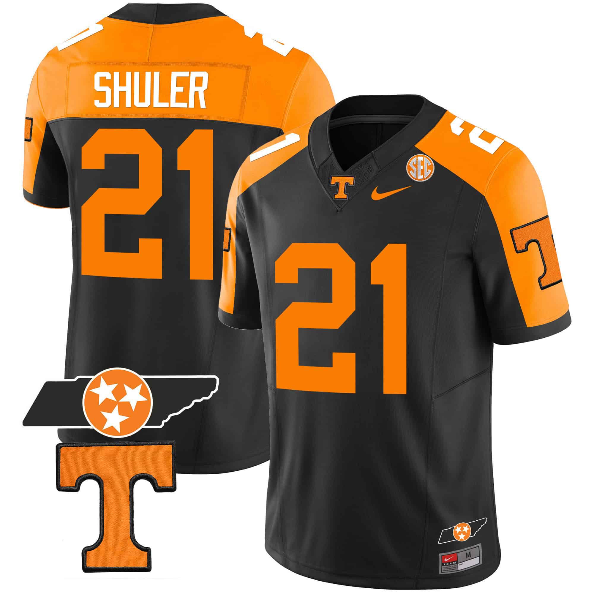 Men Tennessee Volunteers #21 Shuler Black 2024 Nike Checkerboard & Alternate NCAA Jersey style 2